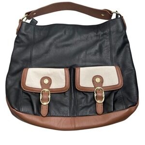 Emma Fox Trio Color Large Shoulder 100% Leather Handbag